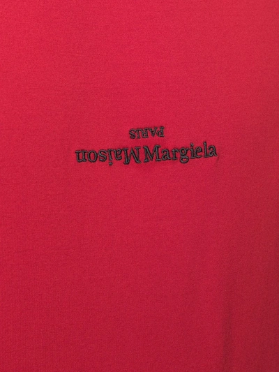 Shop Maison Margiela Inverted Embroidered Logo T-shirt In Red