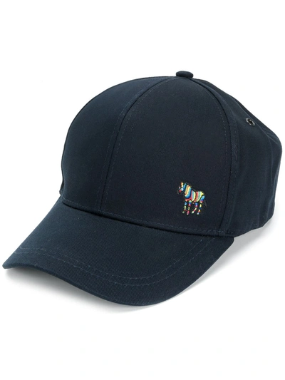 Shop Ps By Paul Smith Embroidered Zebra Cap In Blue