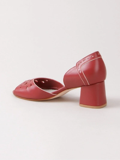 Sarah Chofakian Chunky Heel Sandals In Red