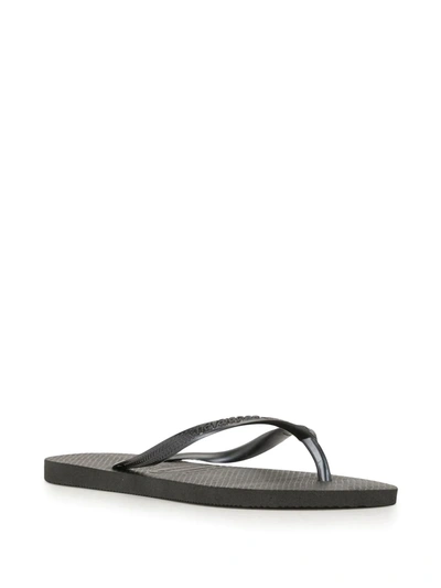 Havaianas Slim Textured Flip-flips In Black