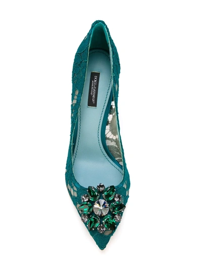 Gucci Belluci Lace Pumps In Green