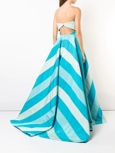 CAROLINA HERRERA STRIPED STRAPLESS GOWN - 蓝色