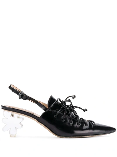 Shop Simone Rocha Flower Heel Pumps In Black
