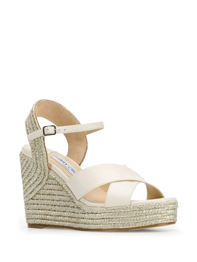 Jimmy Choo Heel Wedge Sandals Cross Straps In Neutrals
