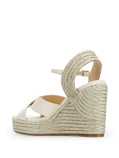 Jimmy Choo Heel Wedge Sandals Cross Straps In Neutrals