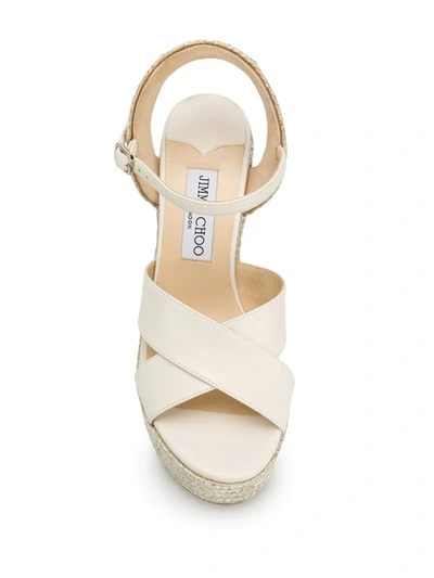 Jimmy Choo Heel Wedge Sandals Cross Straps In Neutrals