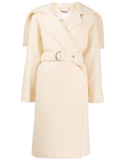 Shop Chloé Cape-style Belted Coat In Neutrals