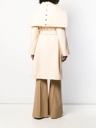 CHLOÉ WRAP-FRONT BELTED COAT - 大地色