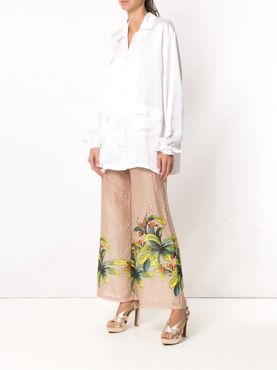 Shop Amir Slama Silk Oversized Shirt In White