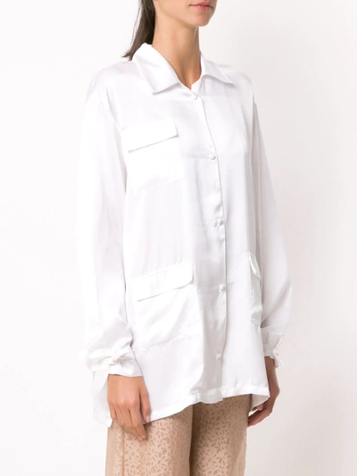 Shop Amir Slama Silk Oversized Shirt In White