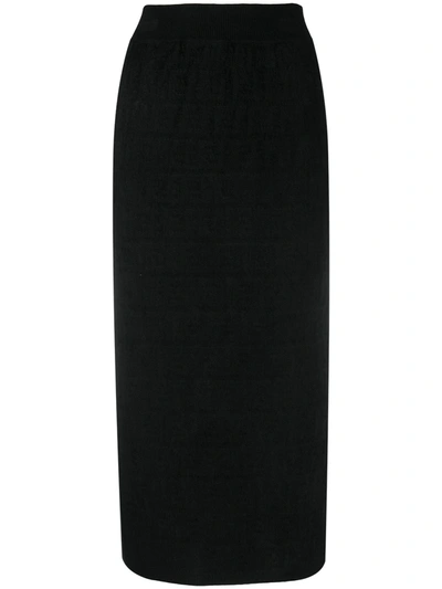 Shop Fendi Ff-print Pencil Skirt In Black