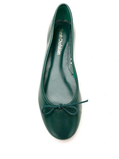 Sarah Chofakian Sarita Leather Flats In Green