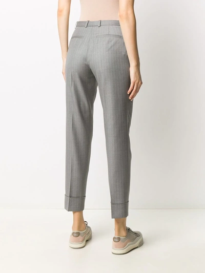 Shop Fabiana Filippi Pinstripe Slim-cut Leg Trousers In Grey