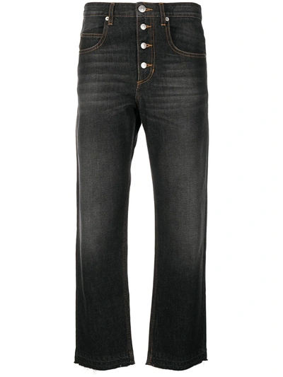 Shop Isabel Marant Étoile Cropped Straight-leg Jeans In Black