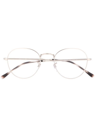 Shop Ray Ban Round Frame Optical Glasses In Silver