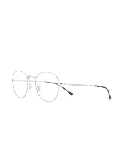 Shop Ray Ban Round Frame Optical Glasses In Silver