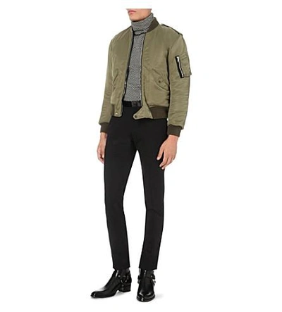 Shop Saint Laurent Shell And Wool Bomber Jacket In Khaki