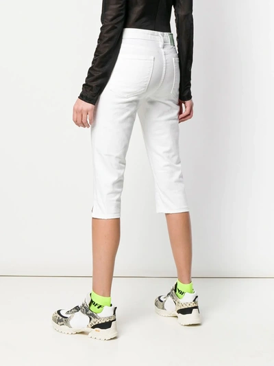 Shop Off-white Logo Print Cropped Jeans In White
