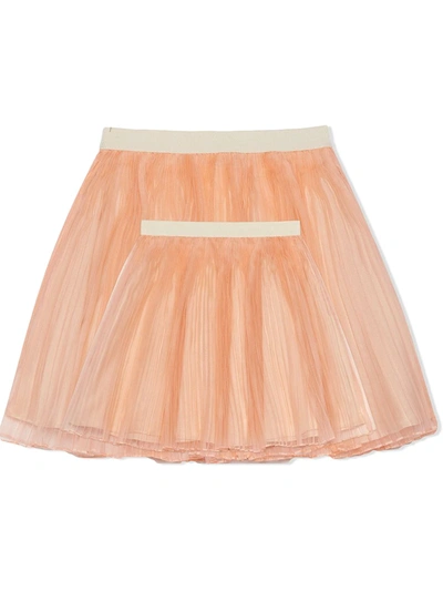Shop Gucci Maison De L'amour Embroidered Skirt In Pink