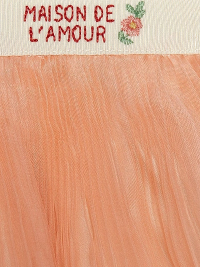 Shop Gucci Maison De L'amour Embroidered Skirt In Pink