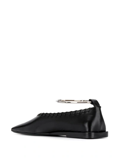 Shop Jil Sander Square Toe Flats In Black