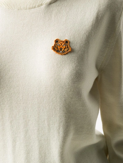 Shop Kenzo Tiger Badge Wool Jumper In Neutrals