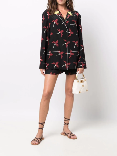 Shop Valentino Floral-print Shirt In Schwarz