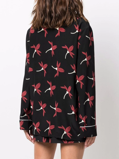 Shop Valentino Floral-print Shirt In Schwarz