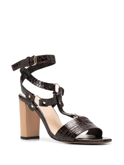 Shop Tila March Crocodile-effect Open-toe Sandals In Brown