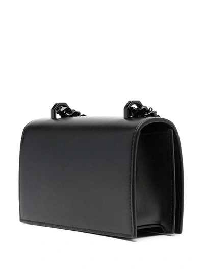 Alexander Mcqueen Blackout Leather Crossbody Knuckle Bag In Black