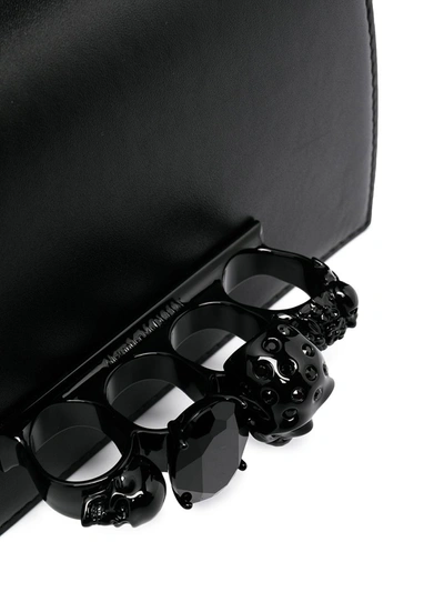 Alexander Mcqueen Blackout Leather Crossbody Knuckle Bag In Black