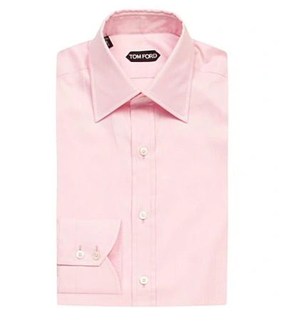Shop Tom Ford Classic-fit Single-cuff Herringbone Cotton Shirt In Pink