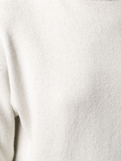 Brunello Cucinelli Roll Neck Ribbed Detail Sweater In Neutrals