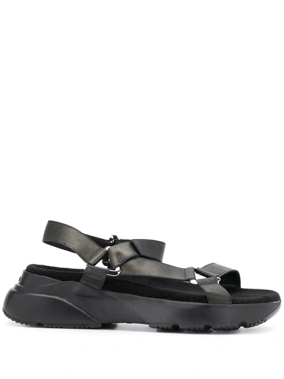 Shop Hogan Flat Touch Strap Sandals In Black
