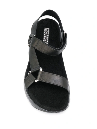 Shop Hogan Flat Touch Strap Sandals In Black