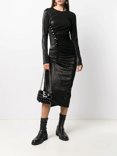 Shop Paco Rabanne Metallic Threaded Asymmetric Skirt In Black