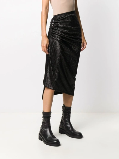 Shop Rabanne Metallic Threaded Asymmetric Skirt In Black