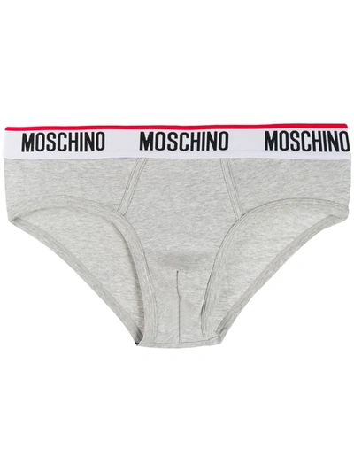 Shop Moschino Logo Briefs In Grey