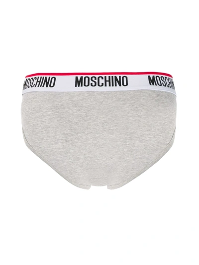 Shop Moschino Logo Briefs In Grey
