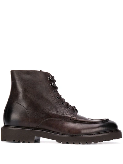 Shop Doucal's Lace-up Ankle Boots In Brown