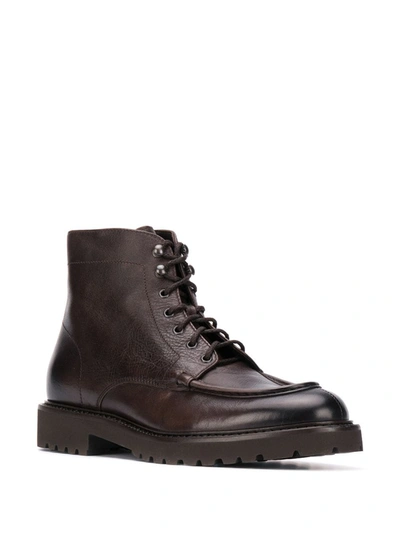 Shop Doucal's Lace-up Ankle Boots In Brown