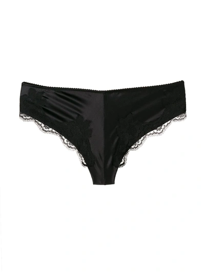 Shop Dolce & Gabbana Lace-detail Satin Briefs In Black