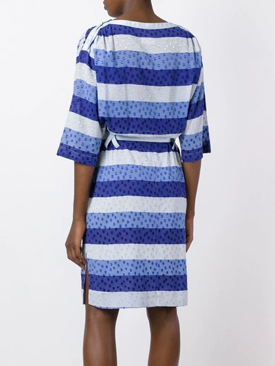 Pre-owned Courrèges Tonal Stripe Dress In Blue