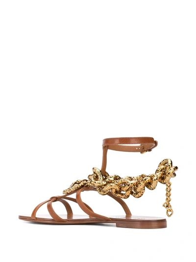 Shop Dolce & Gabbana Devotion Chain Sandals In Brown
