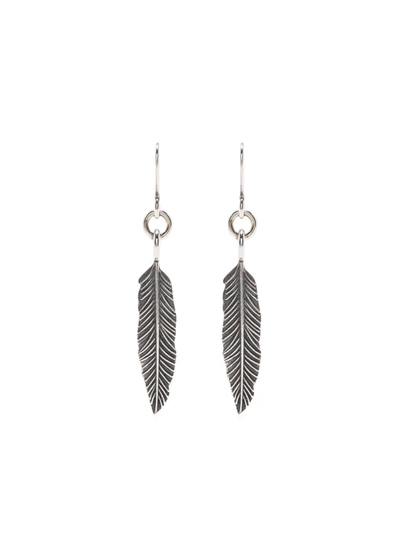 Shop Emanuele Bicocchi Feather Earrings In Silver