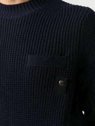 Shop Sacai Contrast Panel Sweater In Blue