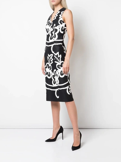 Shop Carolina Herrera Floral Print Sheath Dress In Black