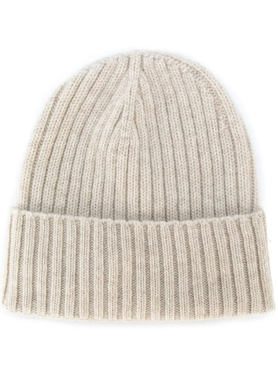 Dell'oglio Ribbed-knit Cashmere Hat In Neutrals
