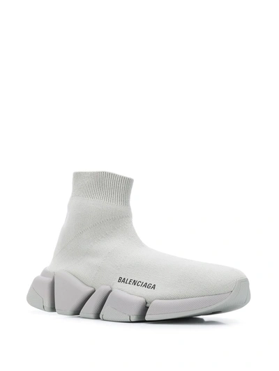 Balenciaga Speed 2.0 Ribbed Stretch-knit High-top Sneakers In Grey |  ModeSens