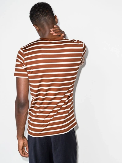 Shop Sunspel Stripe-pattern Cotton T-shirt In Nude